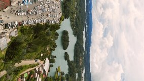 Panning landscape with mountains and lake. beautiful view of lagoon and many mountains. - Powered by Shutterstock - Get 15% off with code: PIKWIZARD15