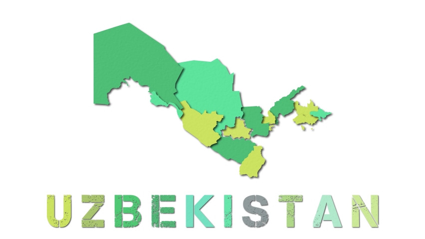 Uzbekistan Map Paper Regions Animated Country Stock Footage Video 100   5 