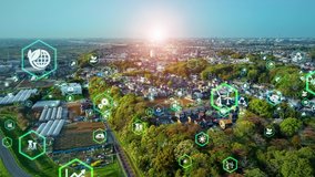 Modern city and environmental technology concept. Resource recycling. Recycling society. Green tech. Sustainable development goals. SDGs. - Powered by Shutterstock - Get 15% off with code: PIKWIZARD15