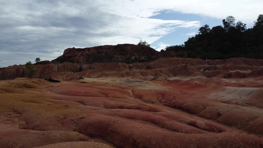 land erosion after deforestation of trees.