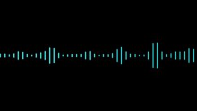Audio Equalizer Waveform with High Frequency Radio on Black Background. Blue Wave Line of Sound Playing . Voice Recording Display 4k Video Animation	

