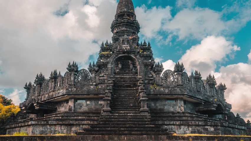 Bajra Sandhi or Monumen Taman Mumbul monument to the struggle for independence in the rays of the rising sun. Bali, Indonesia 4K  Royalty-Free Stock Footage #1094843375