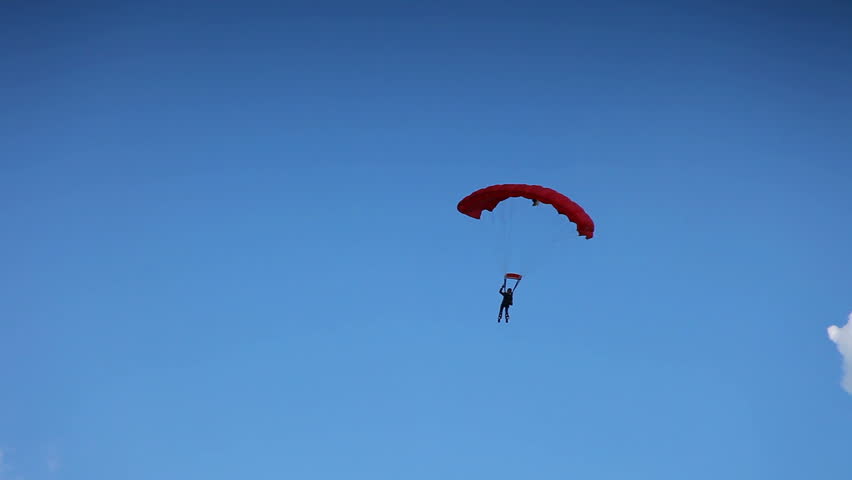 Flying on a parachute and alight on ground