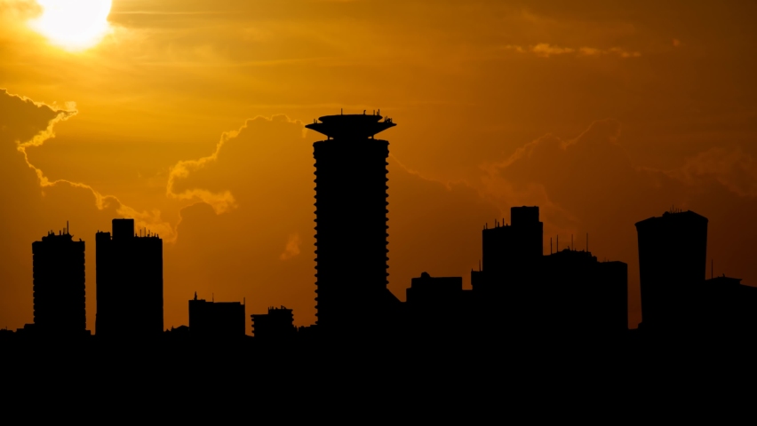 Nairobi Cityscape, capital city of Kenya, Time Lapse at Sunset with Red Sky and Fiery Sun, East Africa Royalty-Free Stock Footage #1094855715
