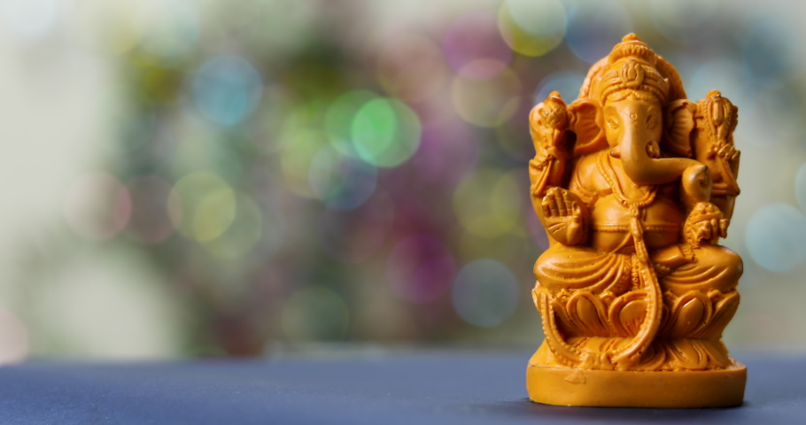 Close up shot of Lord Ganesh taken during Ganesh Chaturthi celebrations in India. Royalty-Free Stock Footage #1094860655