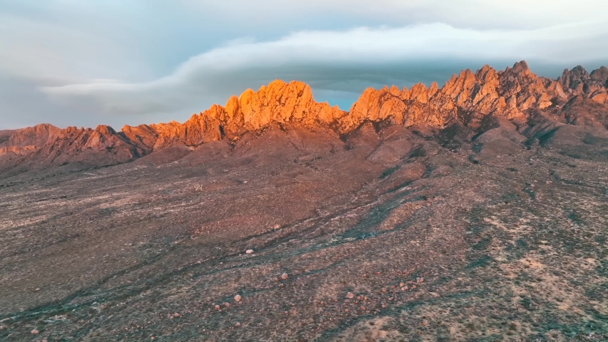 Spectacular Scenery Of The Organ Mountains In Sunlight. La Sierra de los Órganos In New Mexico, United States. wide