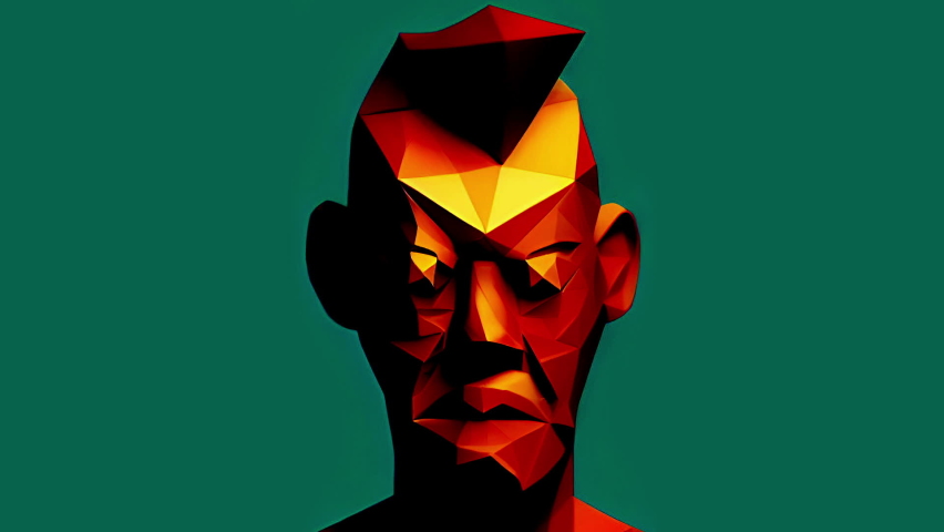 Low poly head against digital background