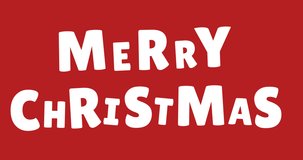 Animation of christmas greetings text in white letters on red background. christmas, winter, tradition and celebration concept digitally generated video.