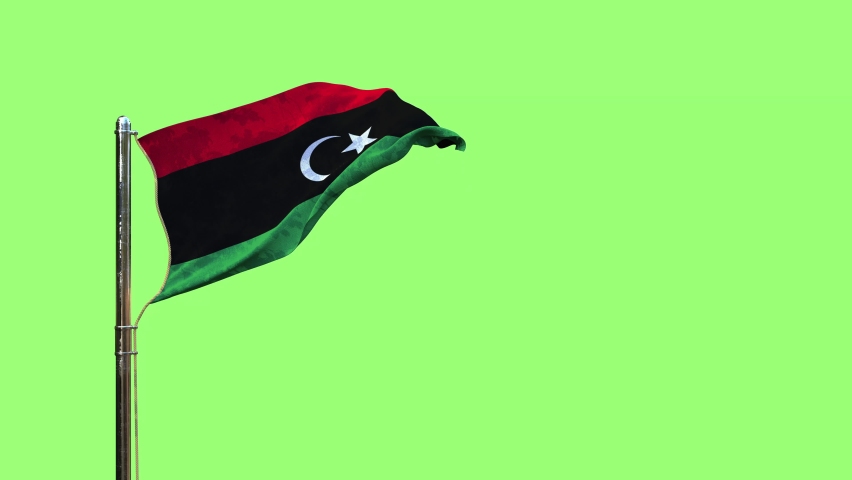 Waving flag of Libya for independence day on chroma key screen, isolated | Shutterstock HD Video #1094877087