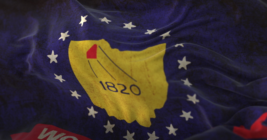 Old flag of Wood county, Ohio, region of the United States - loop