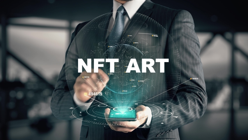 Nft Art with Business Transformation hologram concept Royalty-Free Stock Footage #1094883271