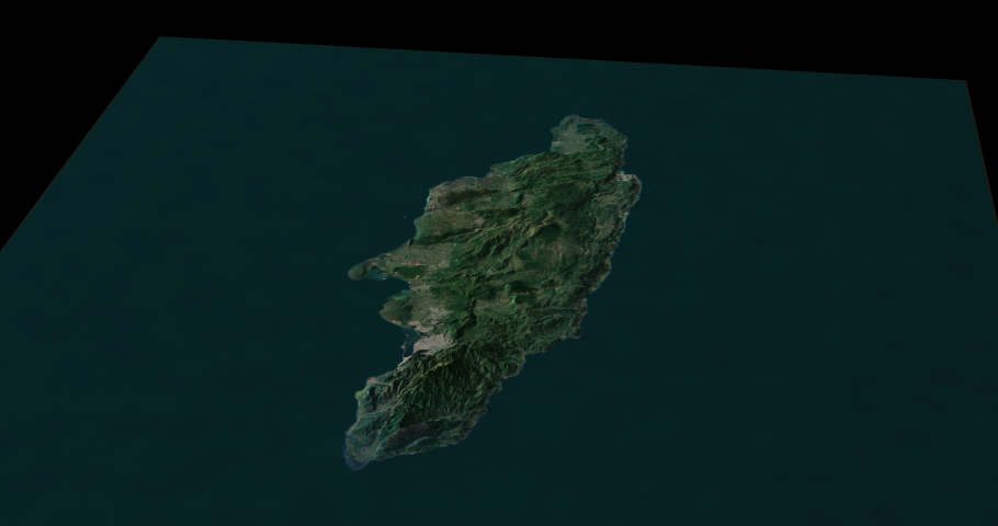 Jamaica map  from east to west map with 3d relief 4K satellite ground with height