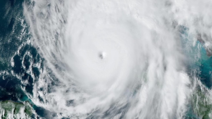 Tropical cyclone major hurricane IAN on radar and satellite screen Royalty-Free Stock Footage #1094901979