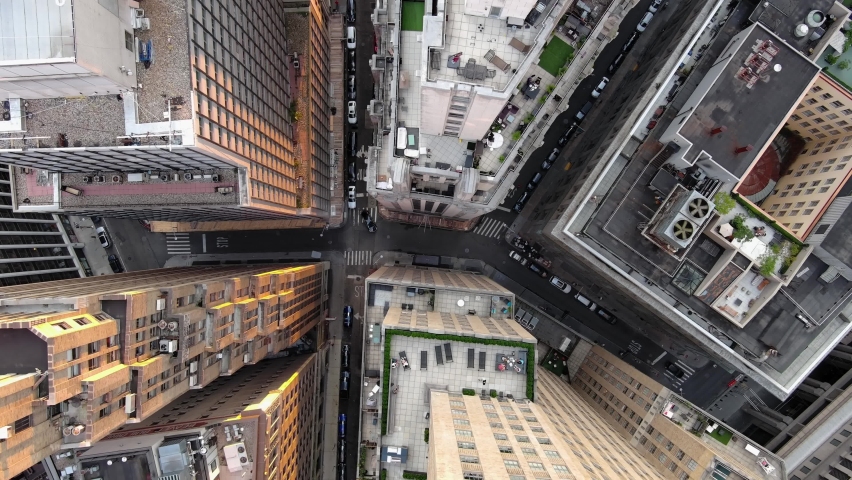 Aerial view on streets and buildings in financial district, Manhattan, New York. | Shutterstock HD Video #1094902889