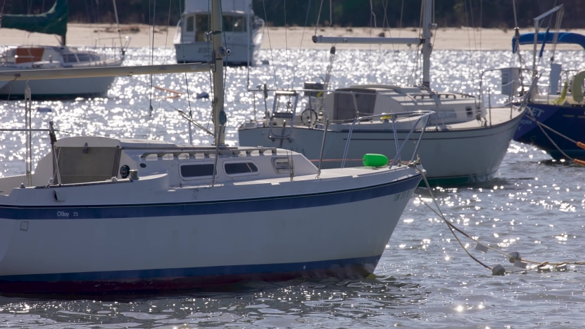 Boats Bouncing on Water in Slow Motion in Northport Harbor  | Shutterstock HD Video #1094904513