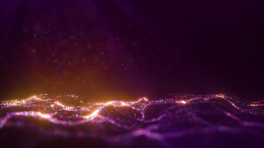 Digital data transfer concept. Night city electricity, information stream. Virtual reality cyberspace. Elegant particle flow, colorful glitters. Magical bokeh, abstract background. Seamless loop | Shutterstock HD Video #1094912141