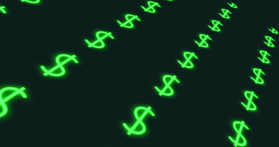 Moving, glowing US dollar symbols on a dark background, 4K animation. | Shutterstock HD Video #1094925199