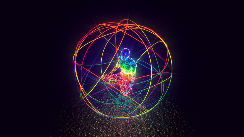 looped 3d animation a person in astral space uses the power of awareness to move Royalty-Free Stock Footage #1094927739
