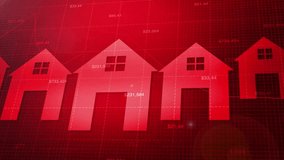 Real Estate graph with red arrows going downward 4K Animation. Business and houses prices concept backdrop - Powered by Shutterstock - Get 15% off with code: PIKWIZARD15
