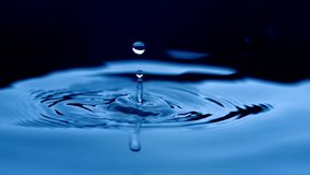 Water drop splash in super slow motion blue colored, Water drop macro shot, Round water drop close up view, water splash isolated  - Powered by Shutterstock - Get 15% off with code: PIKWIZARD15