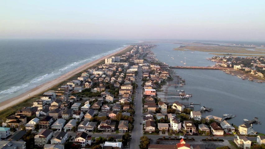 high aerial above wrightsville beach nc, north carolina Royalty-Free Stock Footage #1094956913