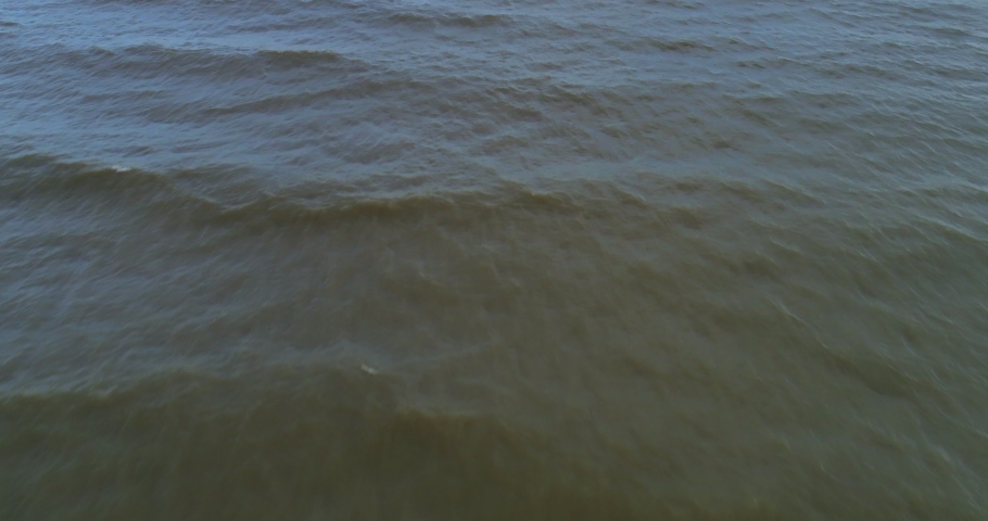 Lake Winnipeg flyover of waves and distant horizon