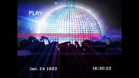 Animation of a screen with the word play, the date and time in white text and bands of interference - Powered by Shutterstock - Get 15% off with code: PIKWIZARD15