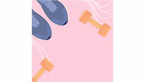 Animated workout journey background. Supporting women health. Easy exercises. Looped flat color HD video footage with alpha channel. 2D illustration template animation with copy space for text