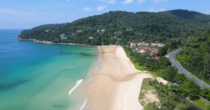 Aerial view video Phuket beach sea beautiful view landscape in sunny times 