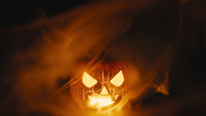 Halloween pumpkin flashing in thunderstorm | Shutterstock HD Video #1094967127