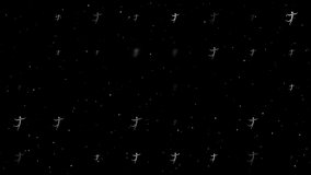 Template animation of evenly spaced figure skating symbols of different sizes and opacity. Animation of transparency and size. Seamless looped 4k animation on black background with stars