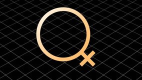 Animation of female symbol over grid on black background. female power, feminism and gender equality concept digitally generated video.