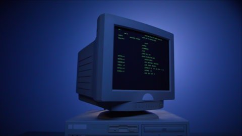 Retro Pc Loading Code Console Programmer Stock Footage Video (100% ...
