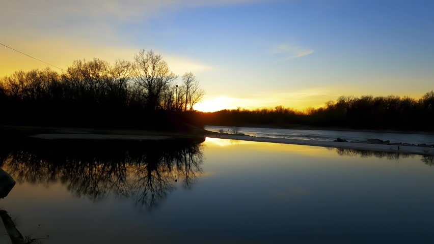Relaxing Landscape at Sunset on the River - 5K | Shutterstock HD Video #1094986419