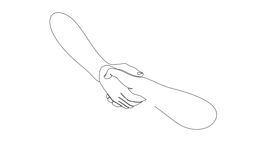 Continuous line drawing Helping hand concept. Self drawing animation of a handshake. Gesture, sign of help and hope. | Shutterstock HD Video #1094986983