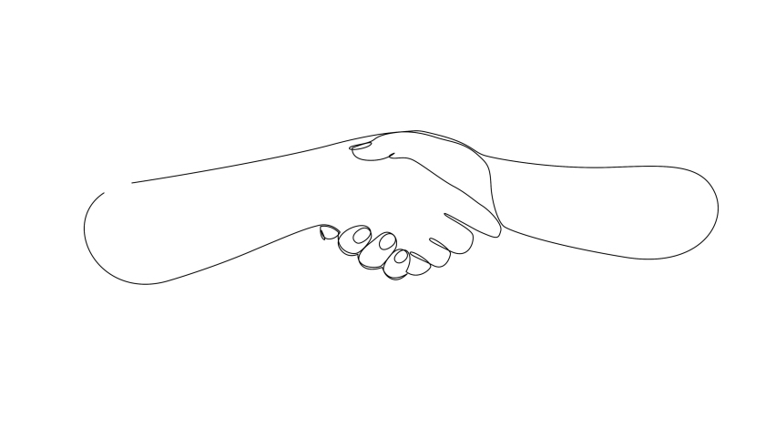 Continuous one line drawing of hand shake symbol. Self drawing animation of handshake. | Shutterstock HD Video #1094986989