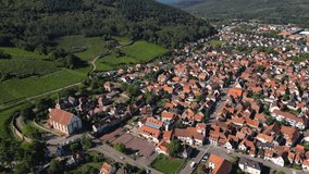 Aerial view around the old town of the city Chatenois in France	