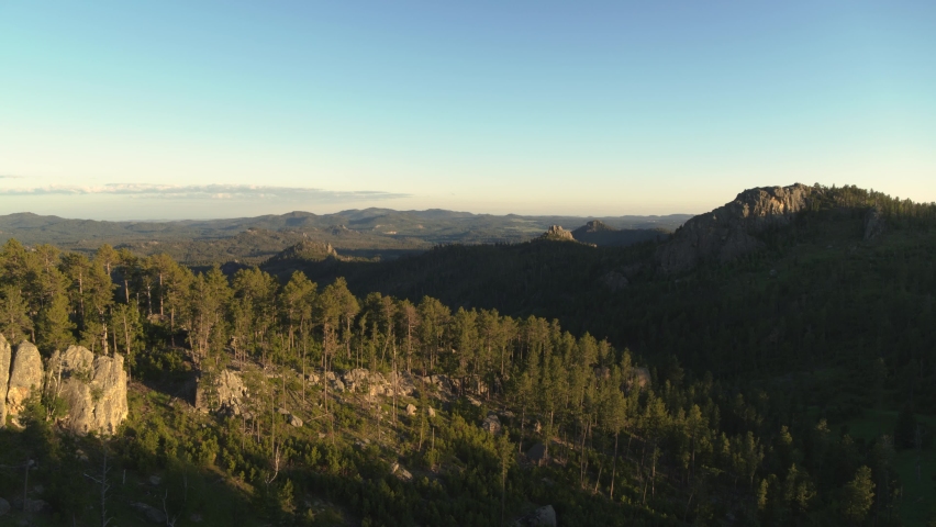 Black Hills, South Dakota, Custer State Park, aerial shot during late afternoon