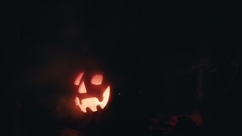 Halloween pumpkin emits lightning. Animated gif file