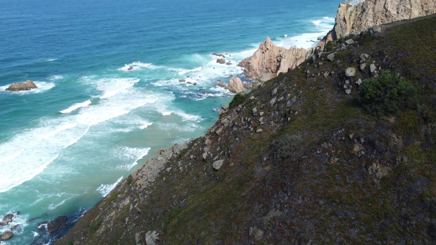 Epic Scene of the Cliffs at the Atlantic Ocean Coast by Drone Flight in 4K Resolution  | Shutterstock HD Video #1095003365