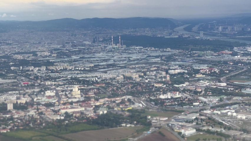 Vienna, Austria viewed from ascending plane 