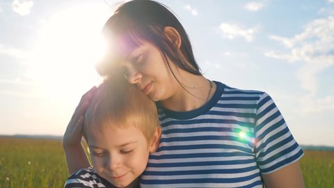 Happy Family Park Mom Son Love Stock Footage Video (100% Royalty-free
