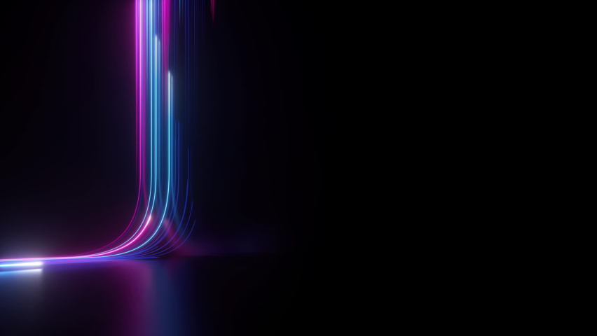 cycled 3d animation, abstract background with pink blue neon lines Royalty-Free Stock Footage #1095016023