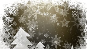 Animation of happy thanksgiving text over snow falling and christmas decorations. thanksgiving, tradition and celebration concept digitally generated video.