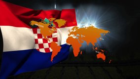 Animation of statistics and financial data processing over world map and flag of croatia. Global business, finance and data processing concept digitally generated video. - Powered by Shutterstock - Get 15% off with code: PIKWIZARD15