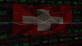Animation of falling data processing over waving switzerland flag. Global data processing concept digital generated video. - Powered by Shutterstock - Get 15% off with code: PIKWIZARD15