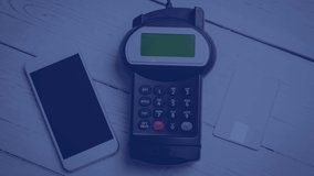Animation of scan scoping over smartphone and payment terminal. Global business and data processing concept digital generated video. - Powered by Shutterstock - Get 15% off with code: PIKWIZARD15