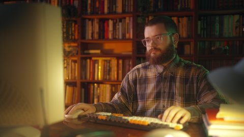 Nerdy Guy Working On Computer 90s Stock Footage Video (100% Royalty ...