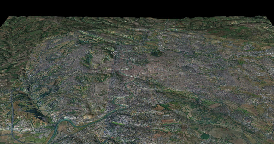 Rome map rotate 360 loop cw with 3d relief 4K satellite ground height