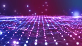 Glow red pink purple blue digital landscape with cube particle. Crypto currency, big data, block chain and digital technology concept. 3D Rendering. - Powered by Shutterstock - Get 15% off with code: PIKWIZARD15